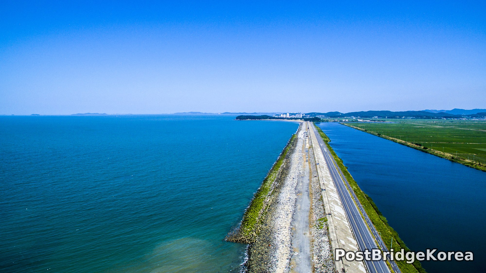 Saemangeum Seawall Aerial One-Point Perspective: Drone Composition and Camera Settings Guide for Korea’s West Coast Causeway